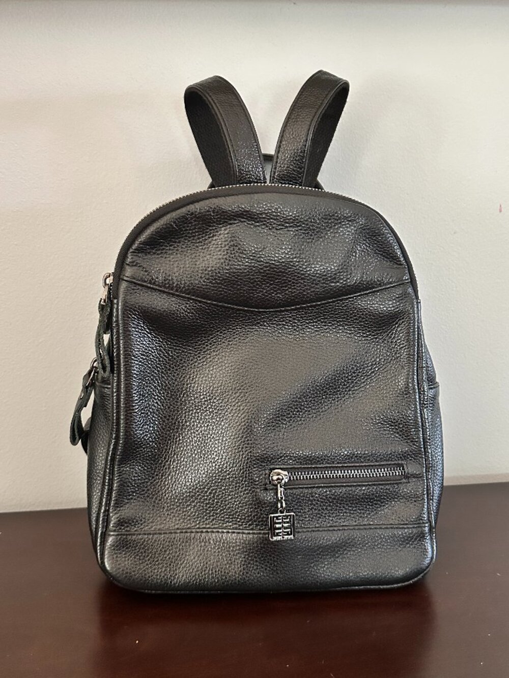 BOYATU Black Buttery Leather 3 Compartments Women's Backpack 9x11 inch